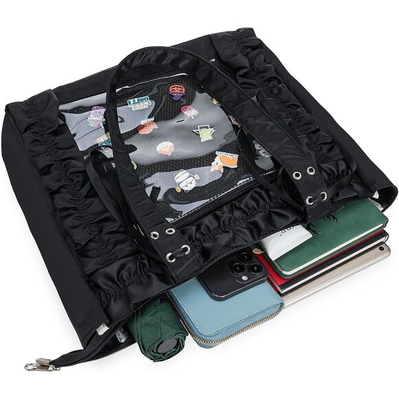 Womens Girls Tote Ita Bag Bowknot Wrinkled Edge Shoulder Bag Kawaii Purses and H - Picture 7 of 7